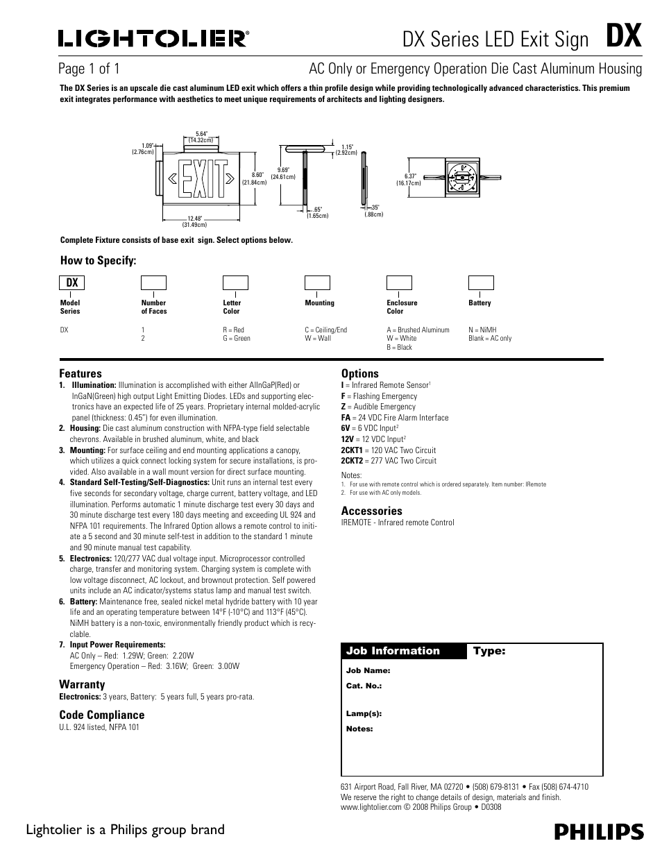 Lightolier DX Series User Manual | 1 page