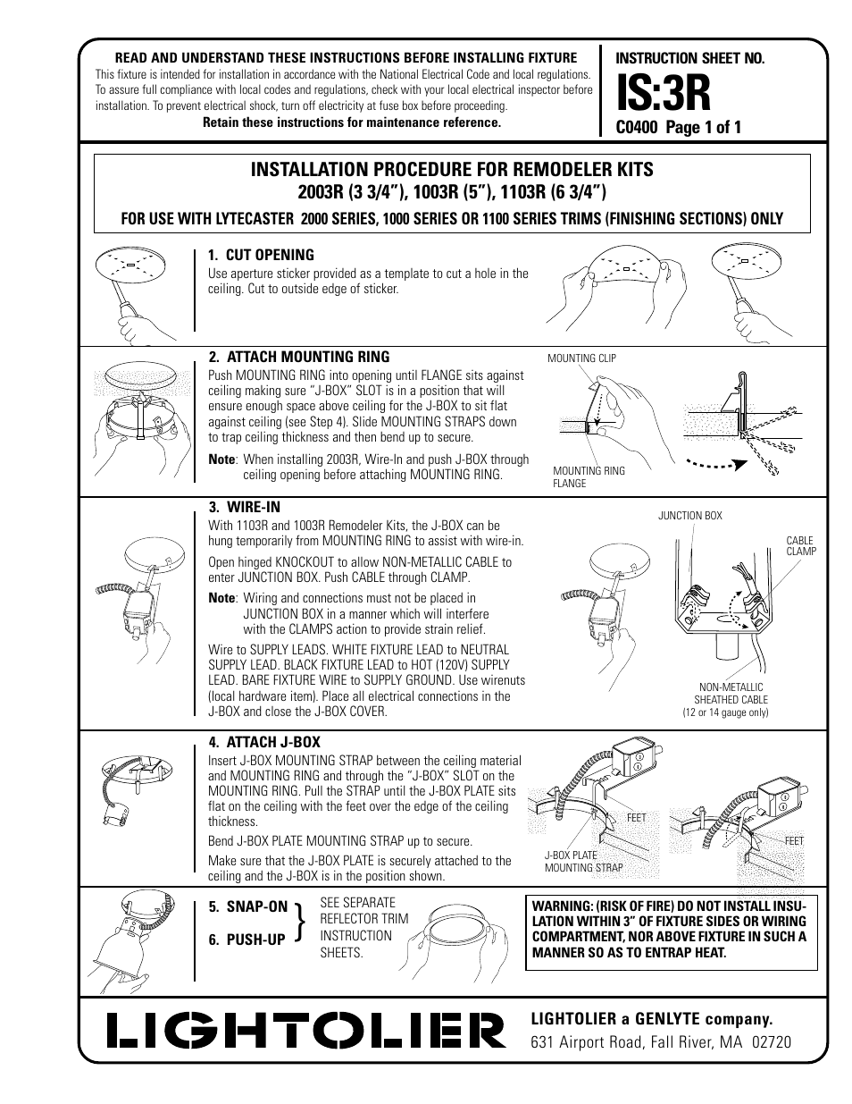 Lightolier 3R User Manual | 1 page