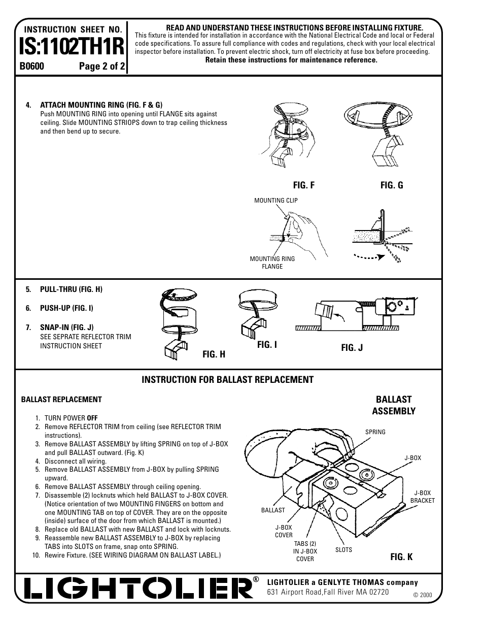 Lightolier 1102TH2R User Manual | Page 2 / 2