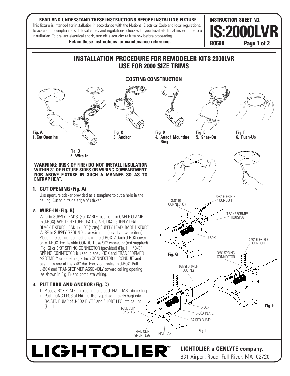 Lightolier 2000LVR User Manual | 2 pages