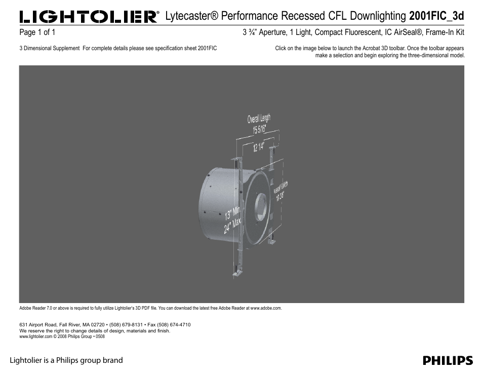 Lightolier 2001FIC User Manual | 1 page