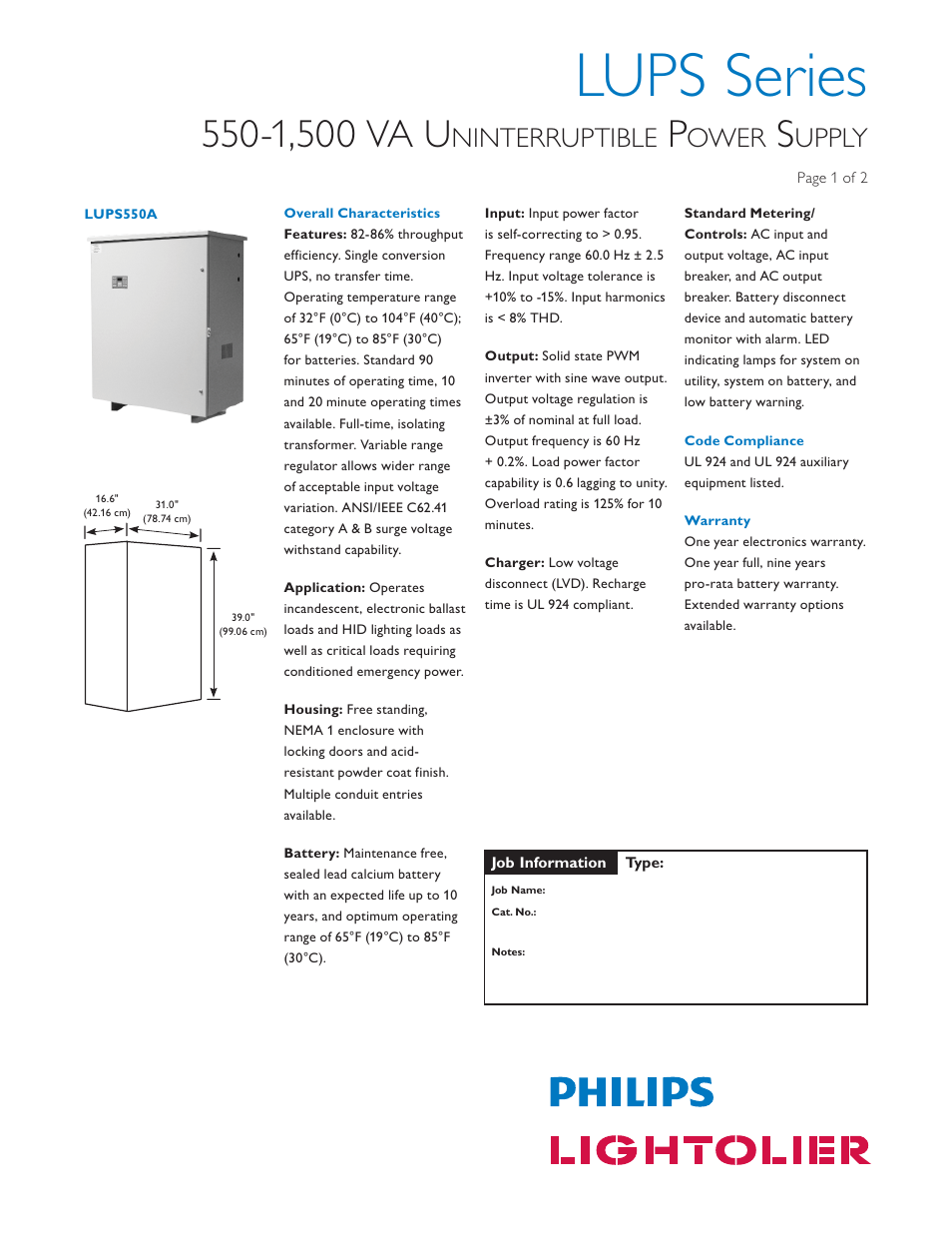 Lightolier LUPS Series User Manual | 2 pages