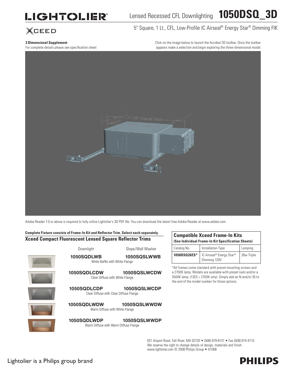 Lightolier 1050DSQ User Manual | 1 page