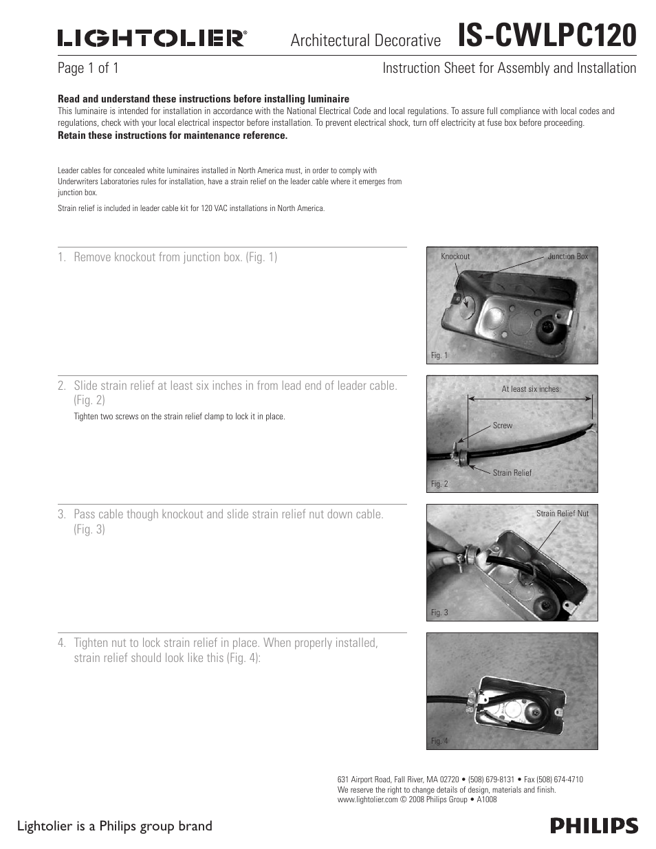 Lightolier Architectural Decorative IS-CWLPC120 User Manual | 1 page