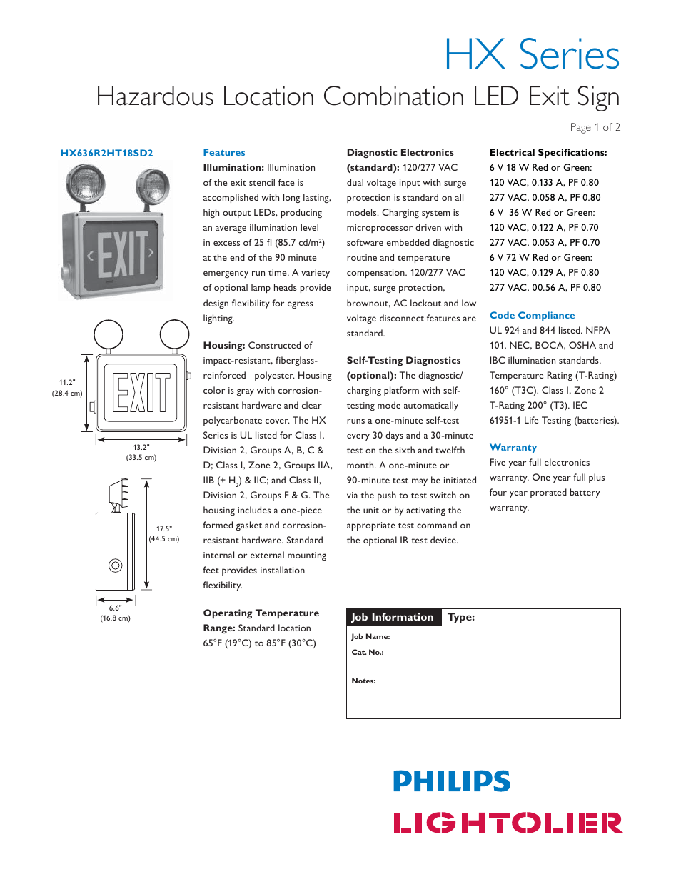 Lightolier HX Series User Manual | 2 pages