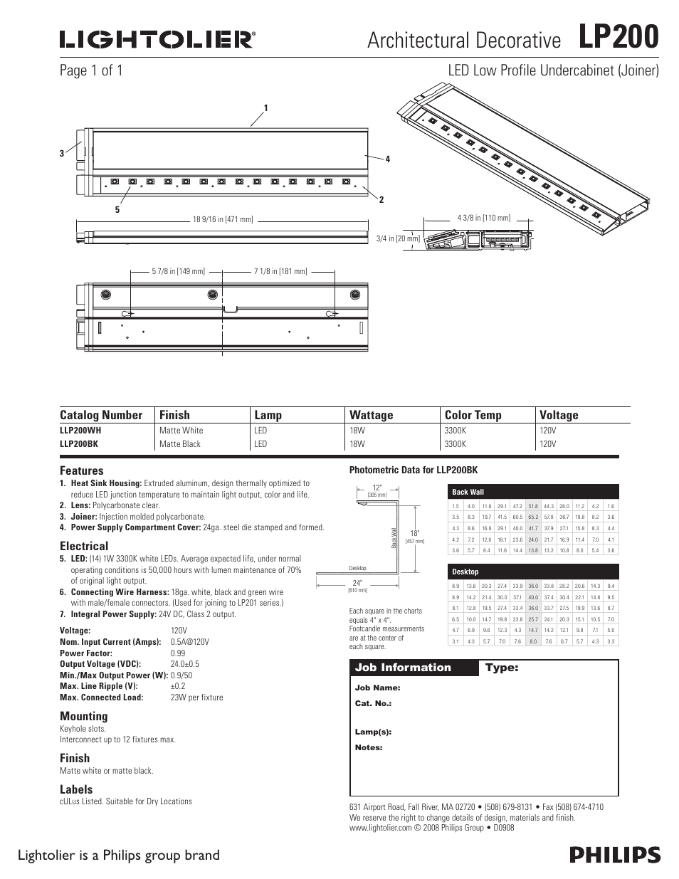 Lightolier Architectural Decorative LP200 User Manual | 1 page