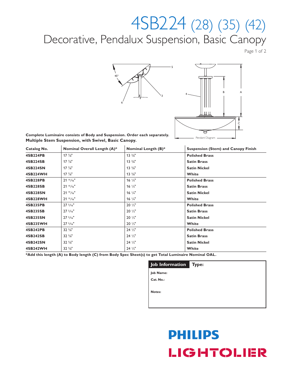 Lightolier Architectural Decorative 4SB224 User Manual | 2 pages