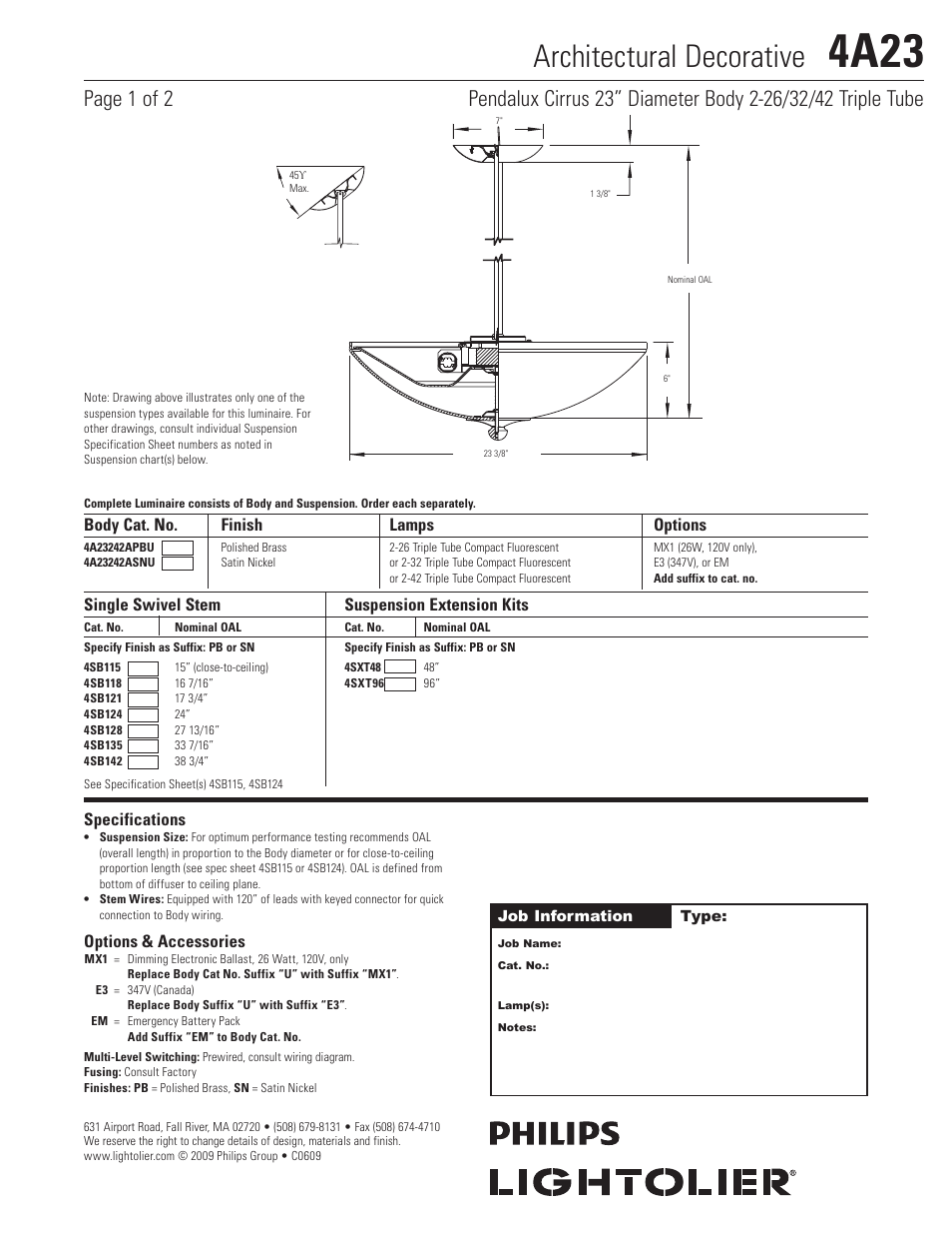 Lightolier Architectural Decorative 4A23 User Manual | 2 pages