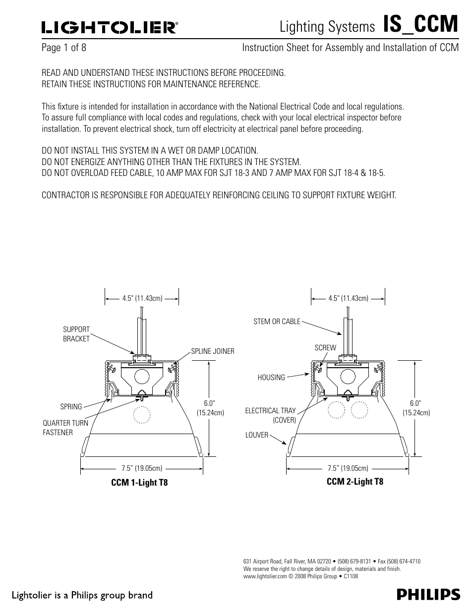 Lightolier IS_CCM User Manual | 8 pages