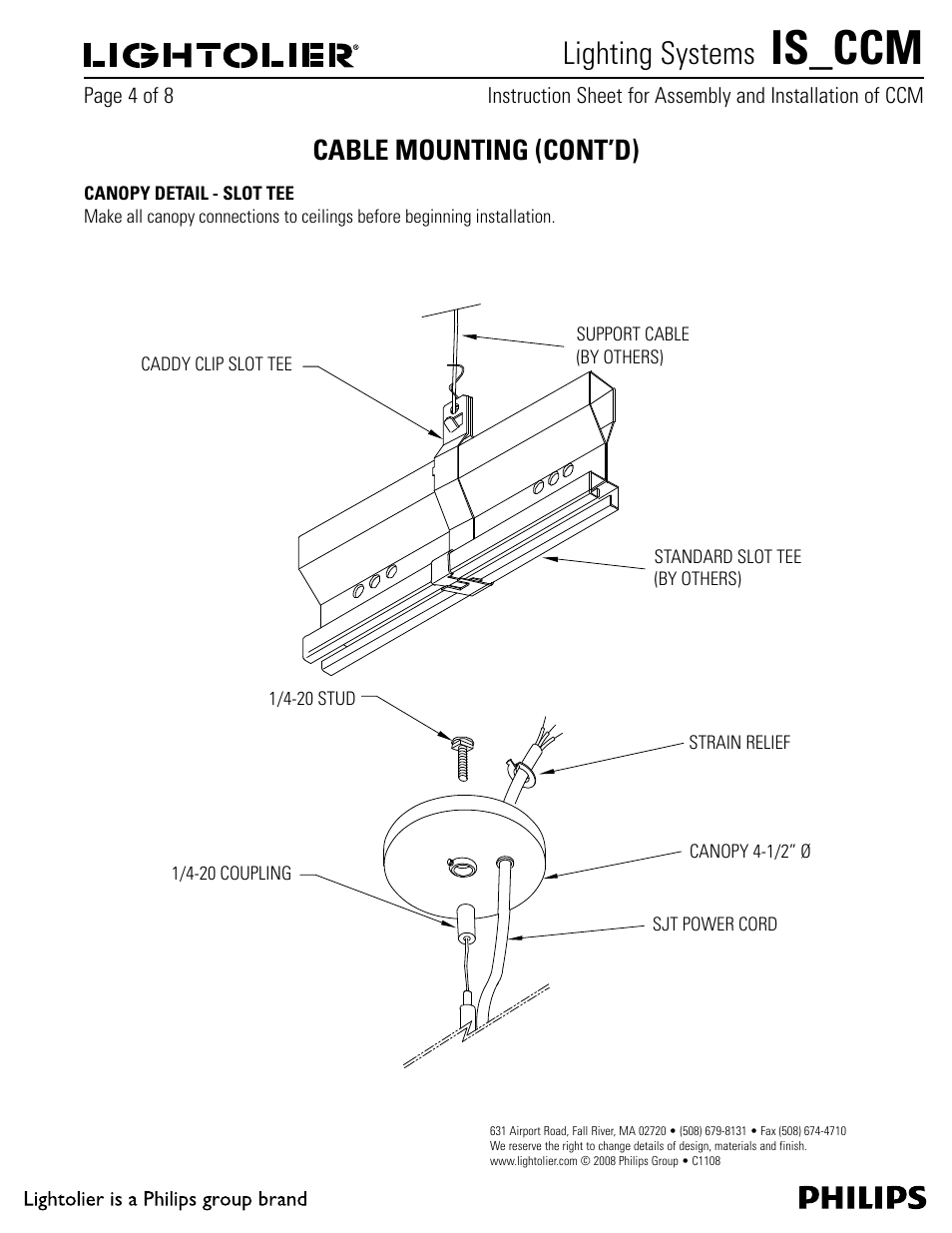 Is_ccm, Lighting systems, Cable mounting (cont’d) | Lightolier IS_CCM User Manual | Page 4 / 8