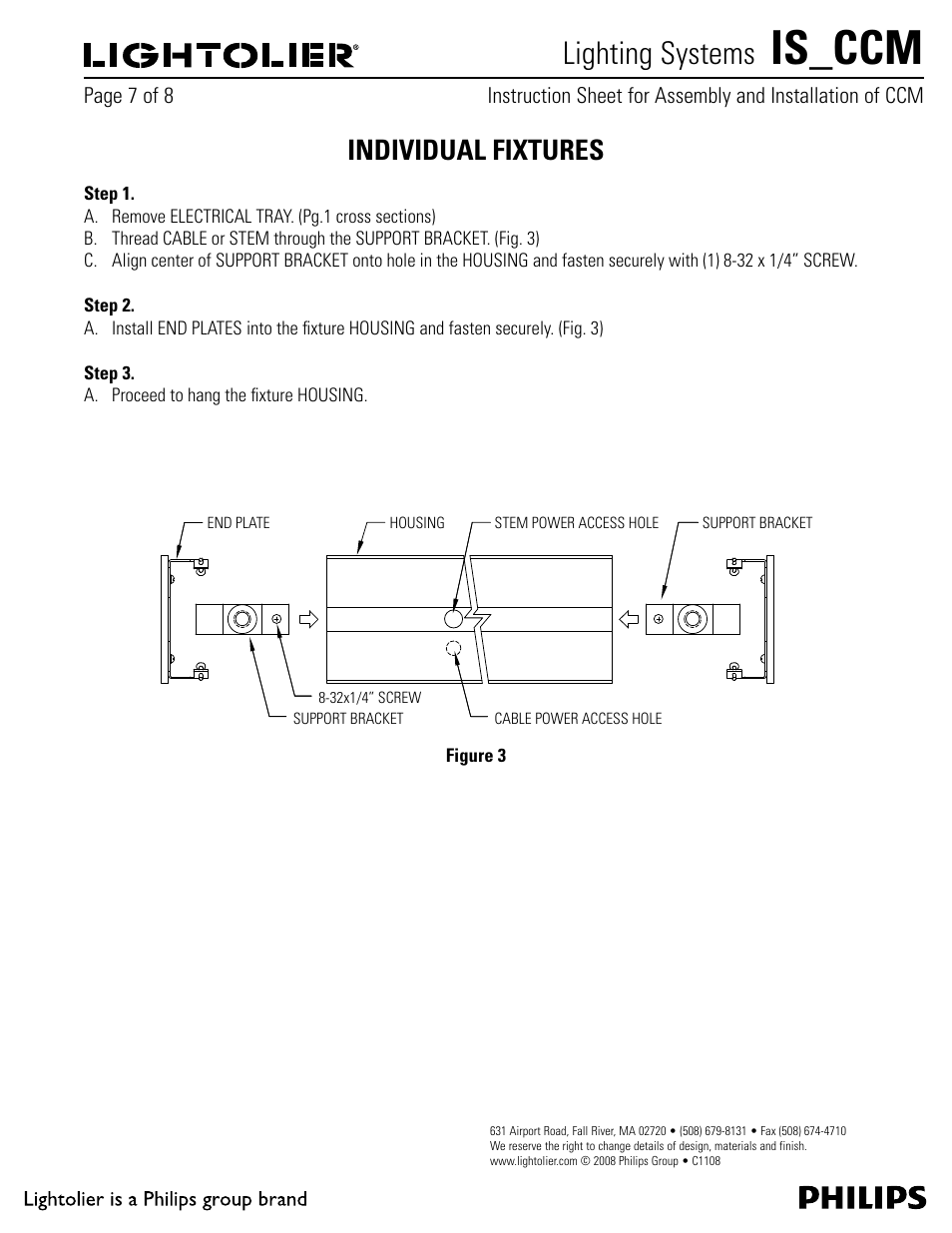 Is_ccm, Lighting systems, Individual fixtures | Lightolier IS_CCM User Manual | Page 7 / 8