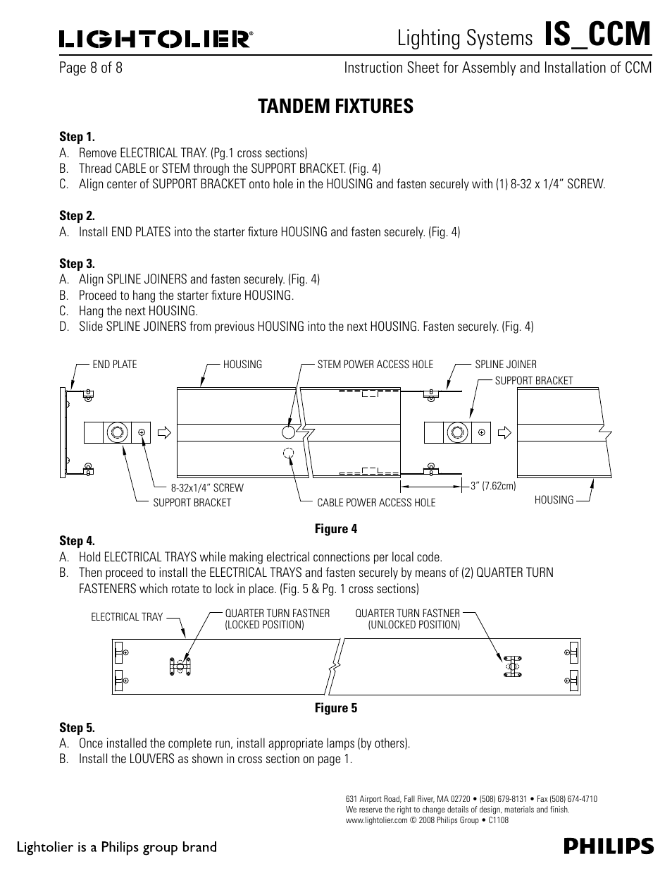 Is_ccm, Lighting systems, Tandem fixtures | Lightolier IS_CCM User Manual | Page 8 / 8