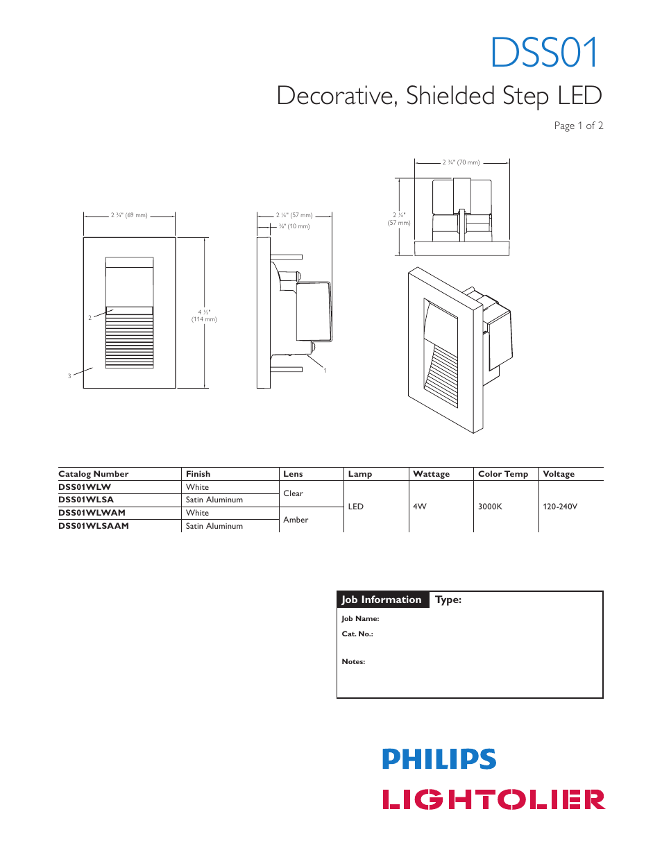 Lightolier Architectural Decorative DSS01 User Manual | 2 pages