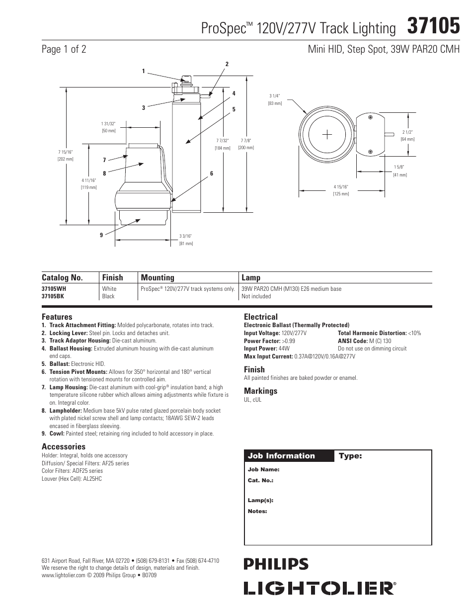 Lightolier 37105 User Manual | 2 pages