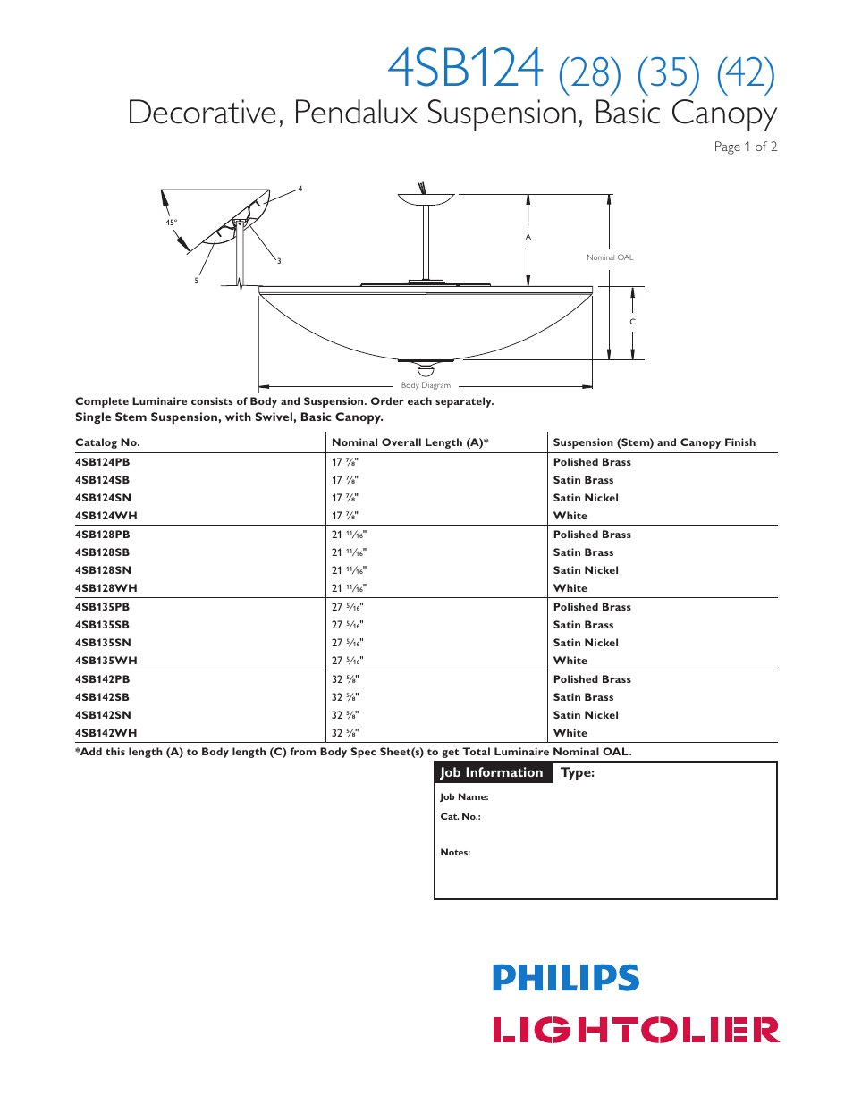 Lightolier Architectural Decorative 4SB124 User Manual | 2 pages