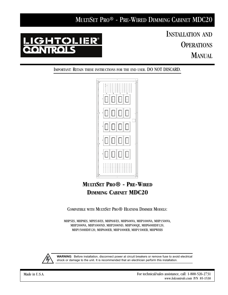 Lightolier MULTISET PRO MDC20 User Manual | 8 pages