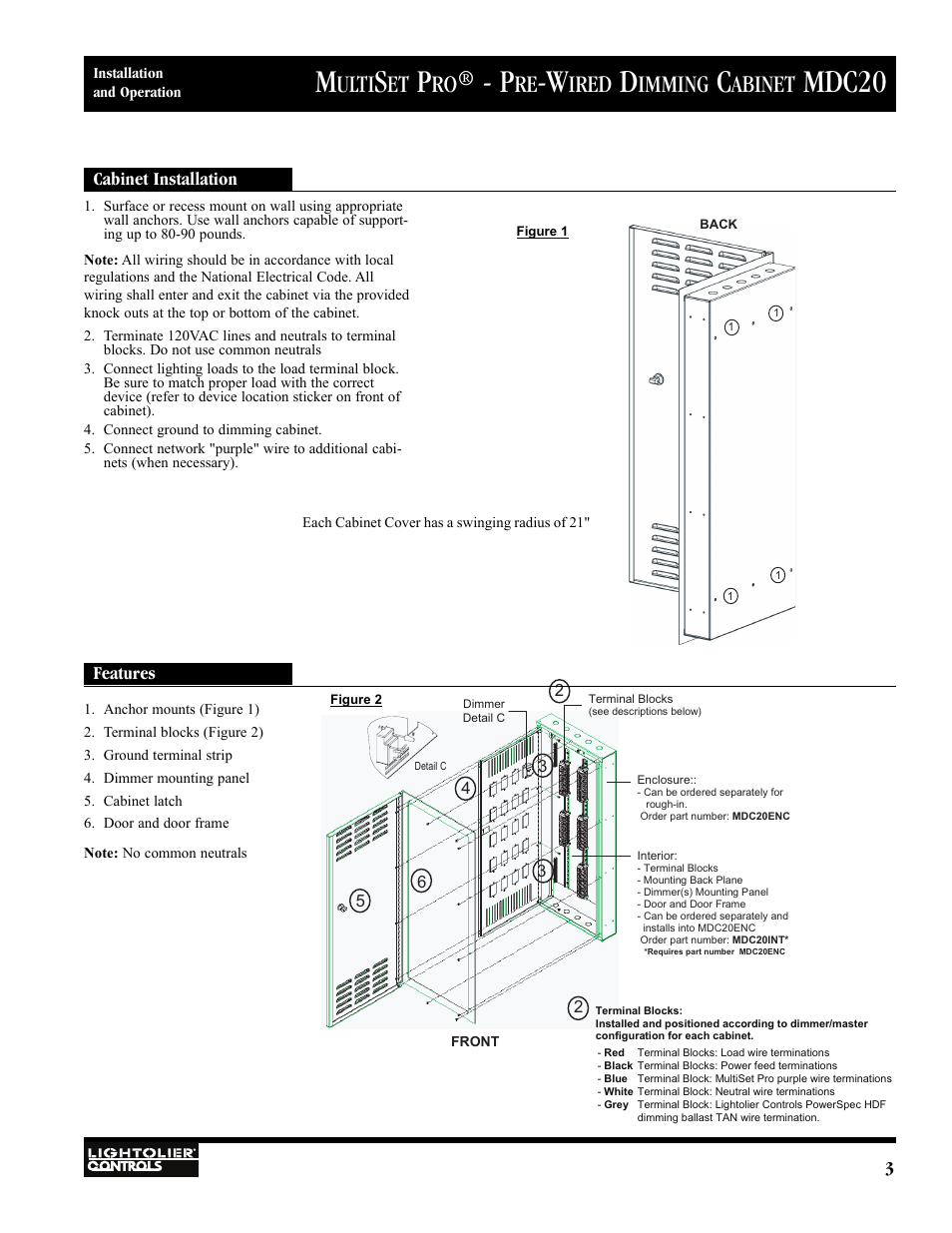 Mdc20, Ulti, Ired | Imming, Abinet | Lightolier MULTISET PRO MDC20 User Manual | Page 3 / 8