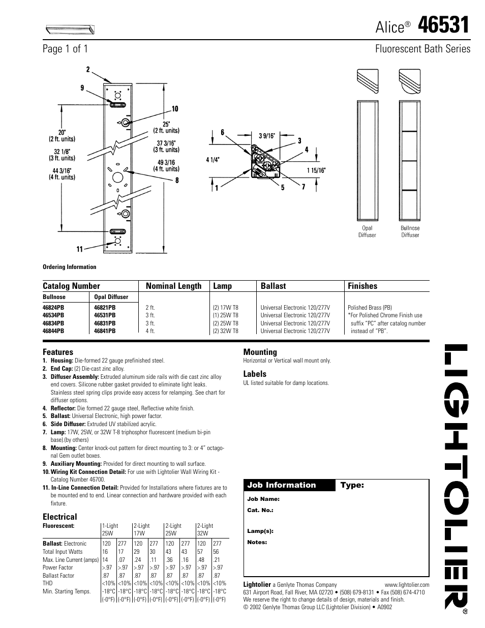 Lightolier Alice 46531 User Manual | 1 page