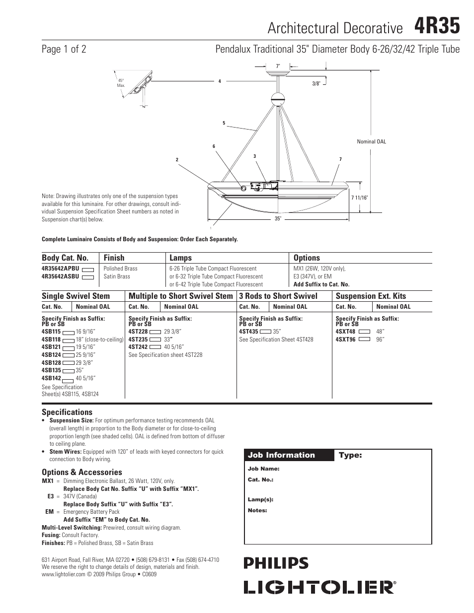 Lightolier Architectural Decorative 4R35 User Manual | 2 pages