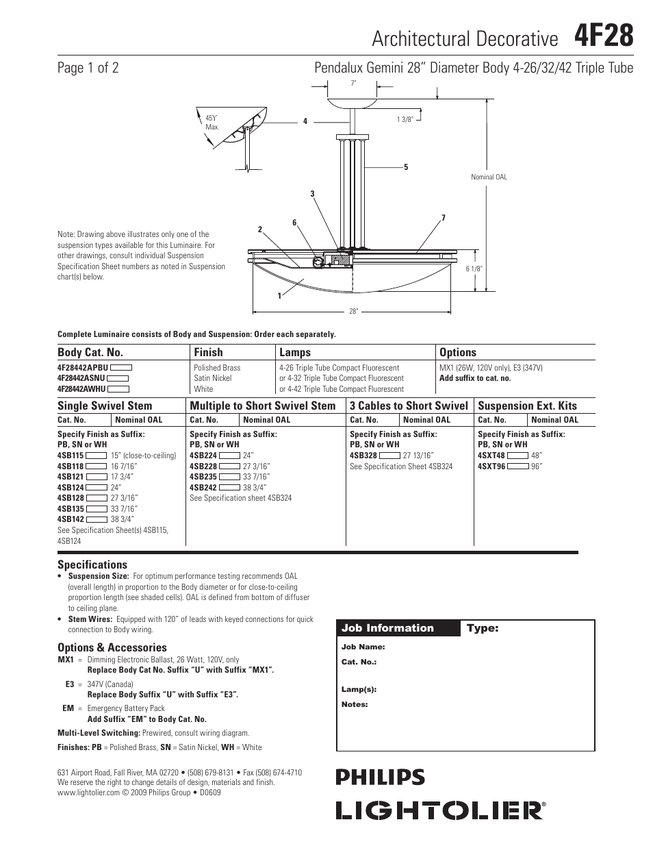 Lightolier Architectural Decorative 4F28 User Manual | 2 pages