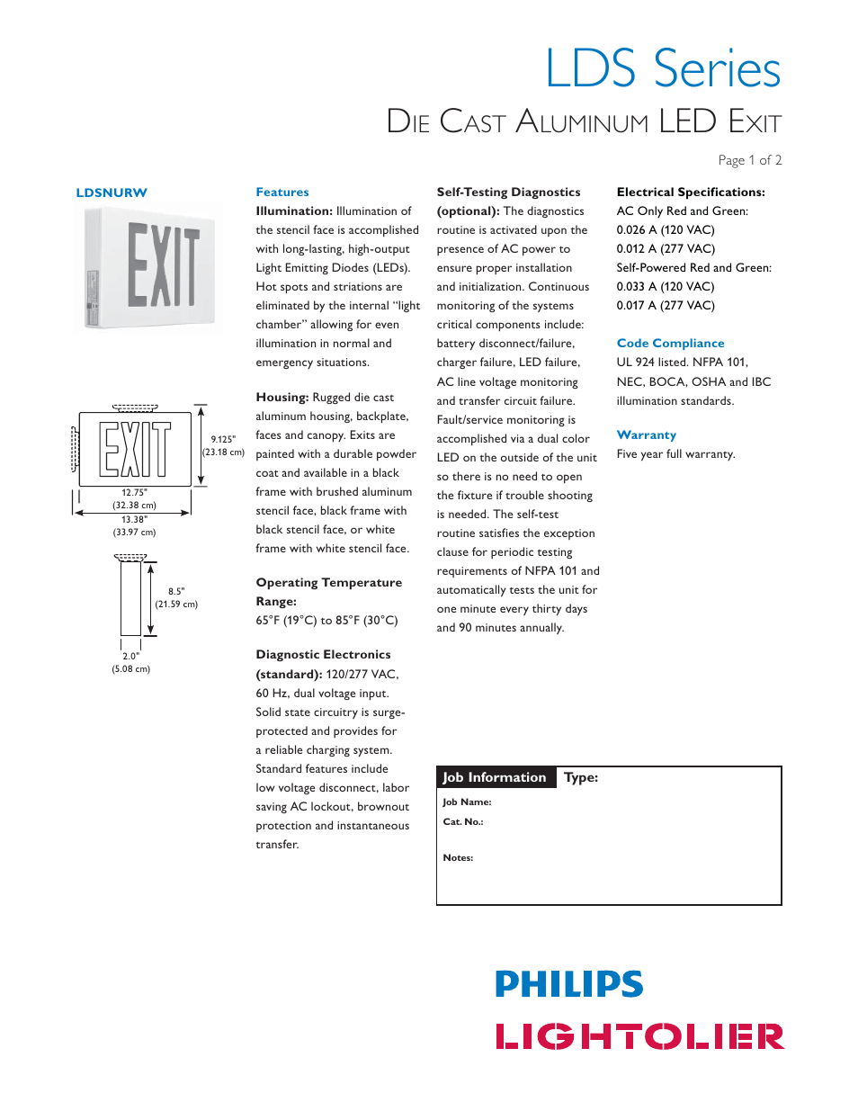 Lightolier LDS Series User Manual | 2 pages