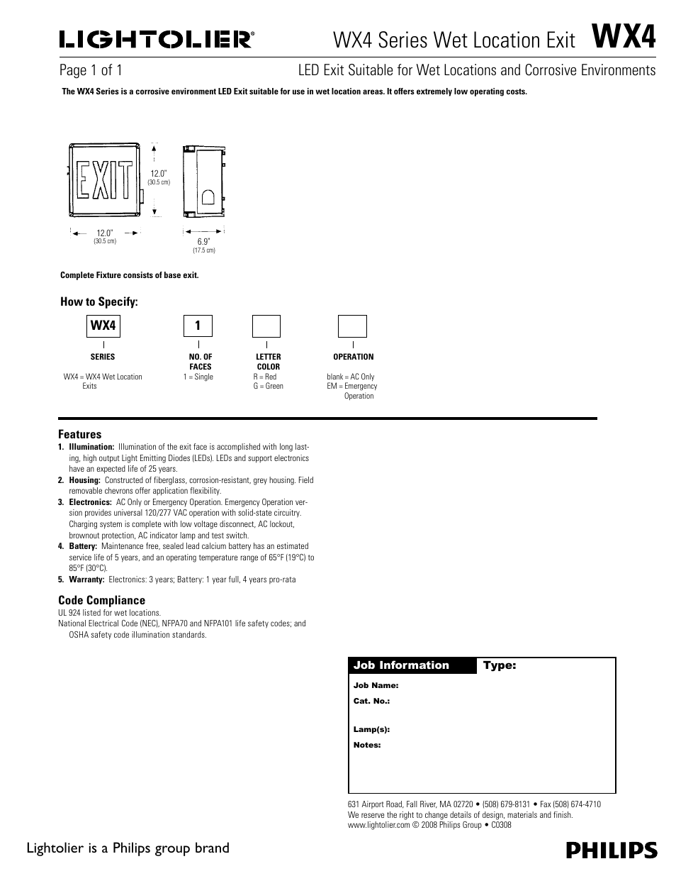 Lightolier WX4 User Manual | 1 page