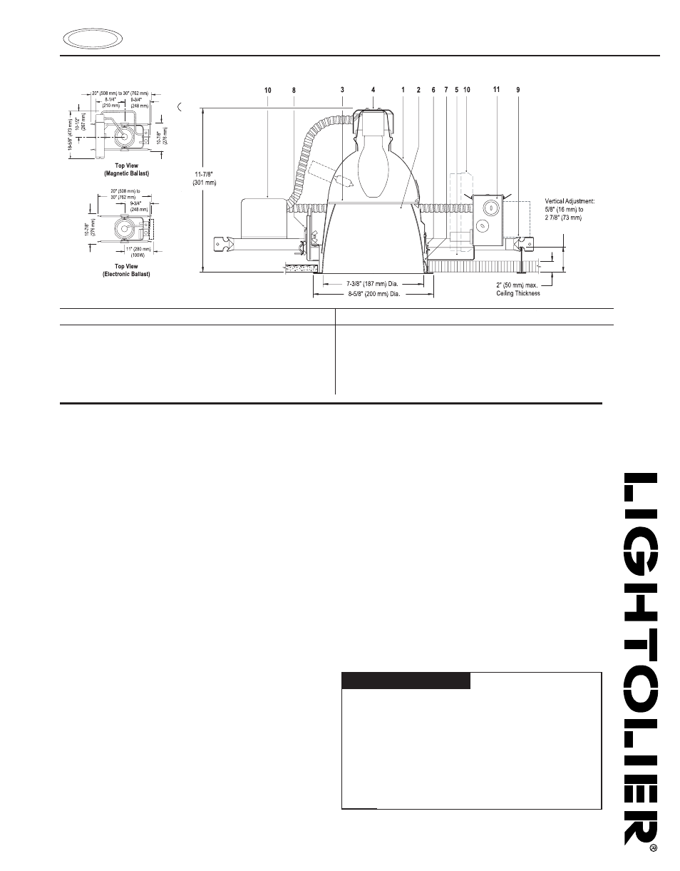 Lightolier Calculite HID Downlight C7E17VW User Manual | 2 pages