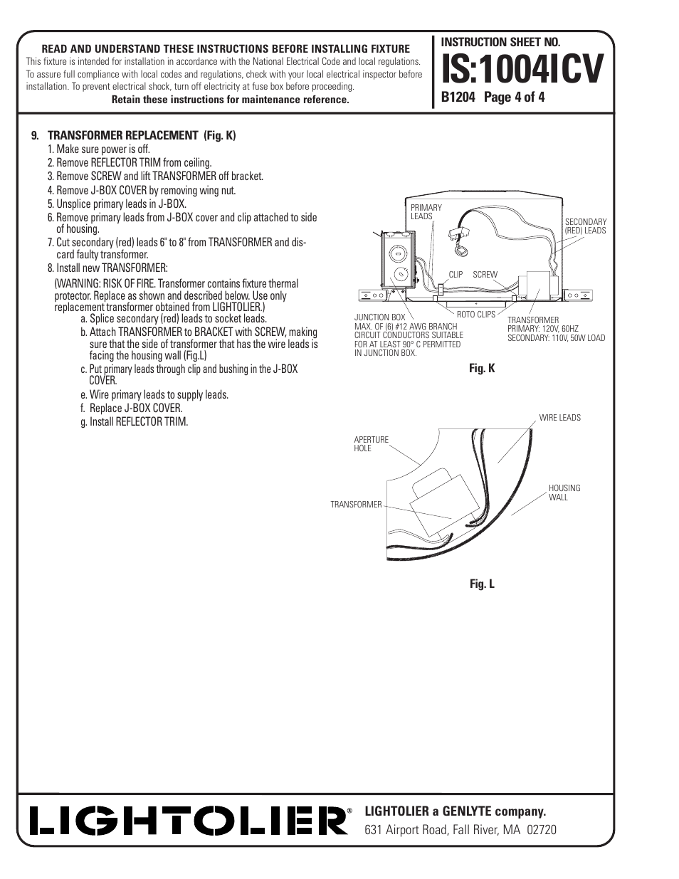 Is:1004icv | Lightolier 1004ICVN User Manual | Page 4 / 4