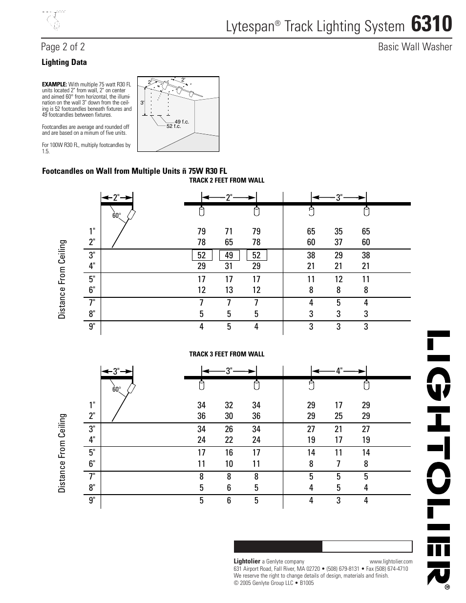 Lytespan, Track lighting system | Lightolier Lytespan Track Lighting System 6310 User Manual | Page 2 / 2