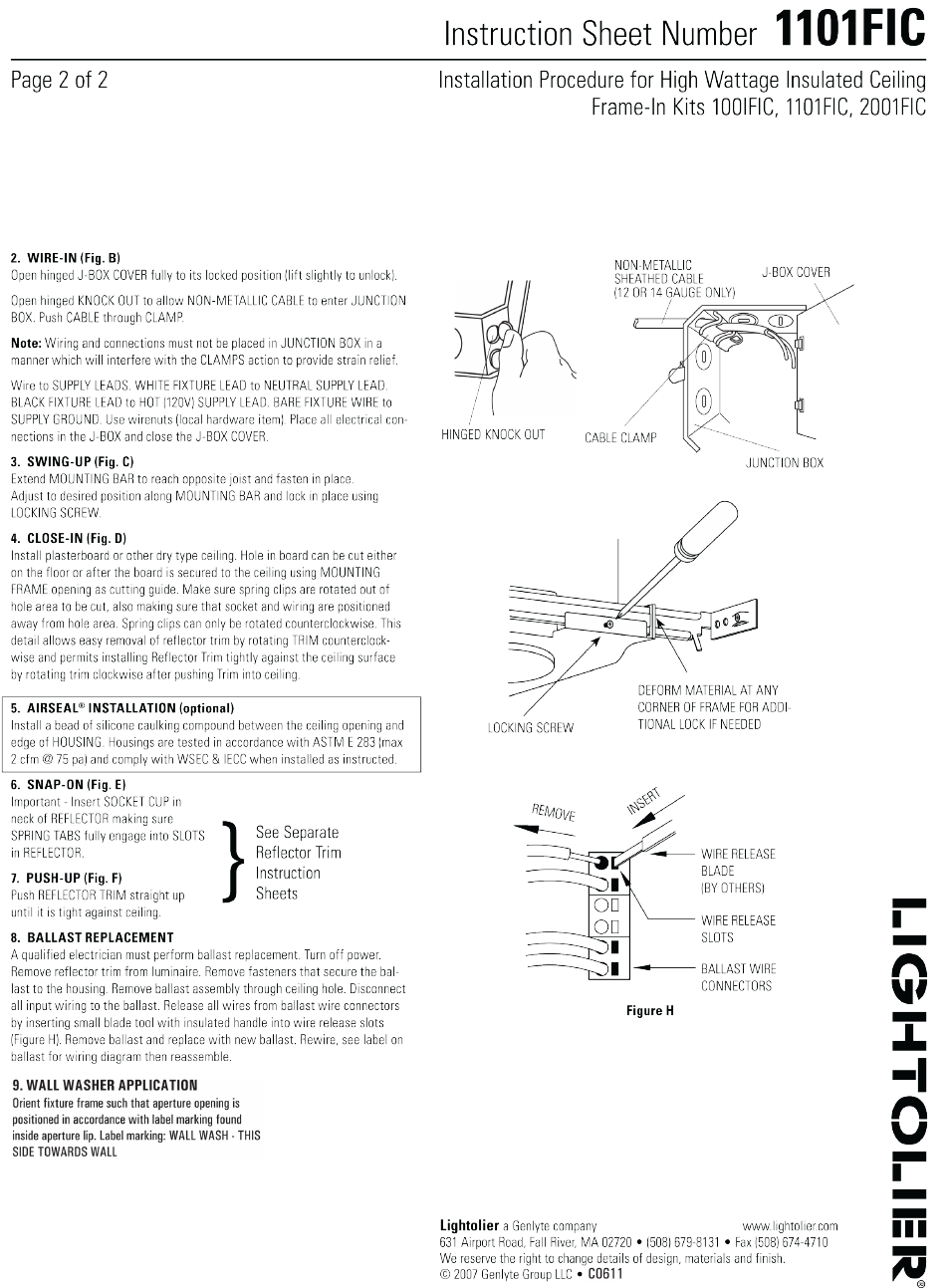 Lightolier 1101FIC User Manual | Page 2 / 2