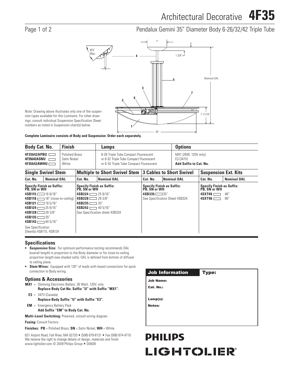 Lightolier Architectural Decorative 4F35 User Manual | 2 pages