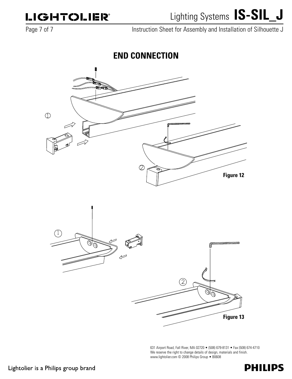 Is-sil_j, Lighting systems, End connection | Lightolier IS-SIL_J User Manual | Page 7 / 7