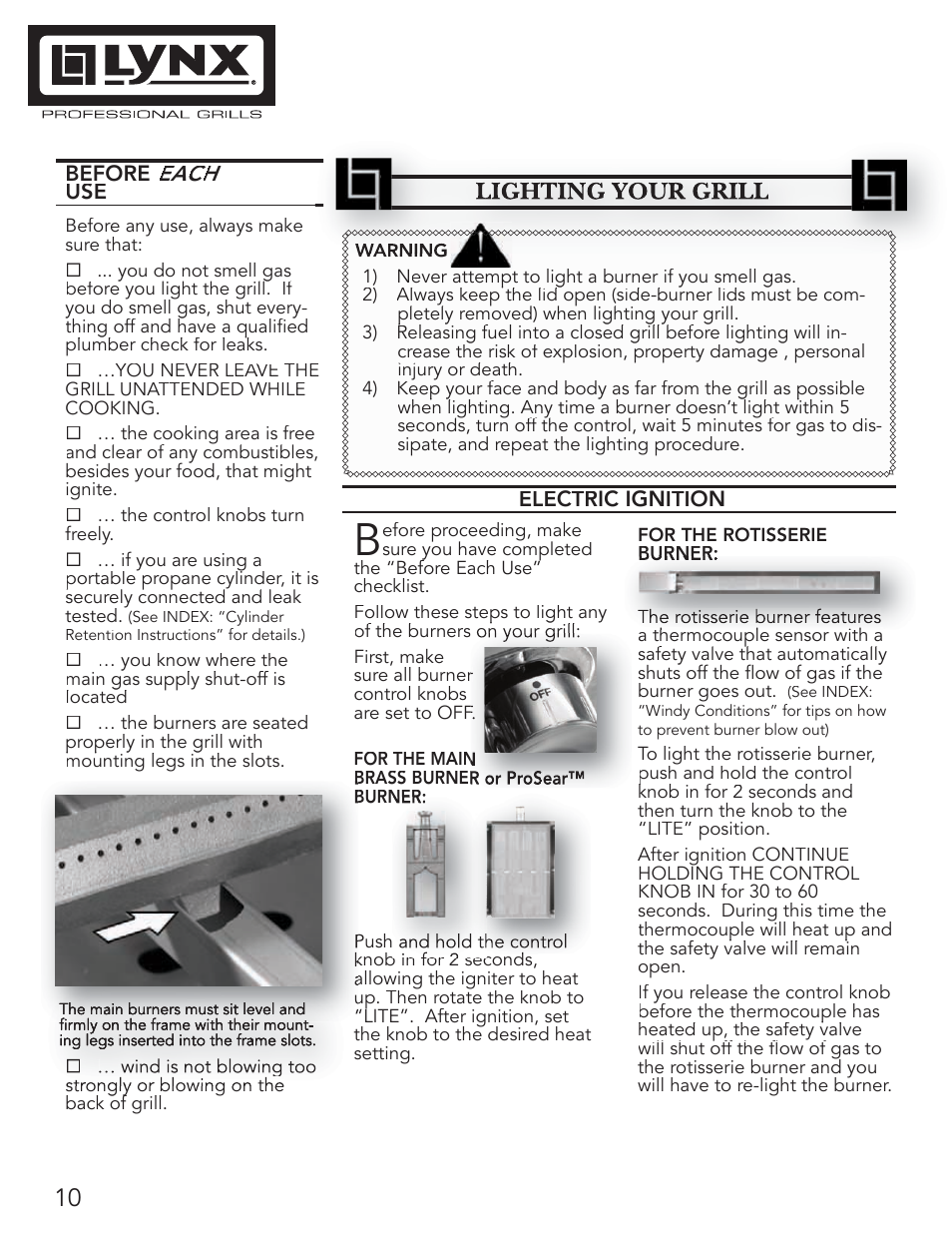 Each | Lynx Professional Grills 42" Free Standing Grill L42PSR-1 User Manual | Page 10 / 48