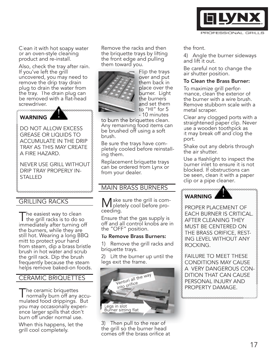 Lynx Professional Grills 42" Free Standing Grill L42PSR-1 User Manual | Page 17 / 48