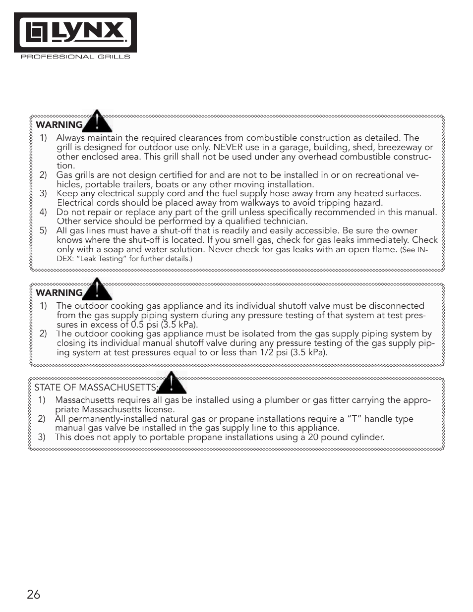 Lynx Professional Grills 42" Free Standing Grill L42PSR-1 User Manual | Page 26 / 48