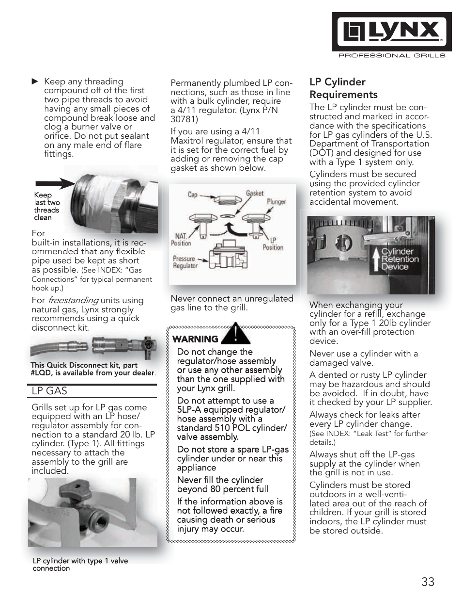 Lynx Professional Grills 42" Free Standing Grill L42PSR-1 User Manual | Page 33 / 48