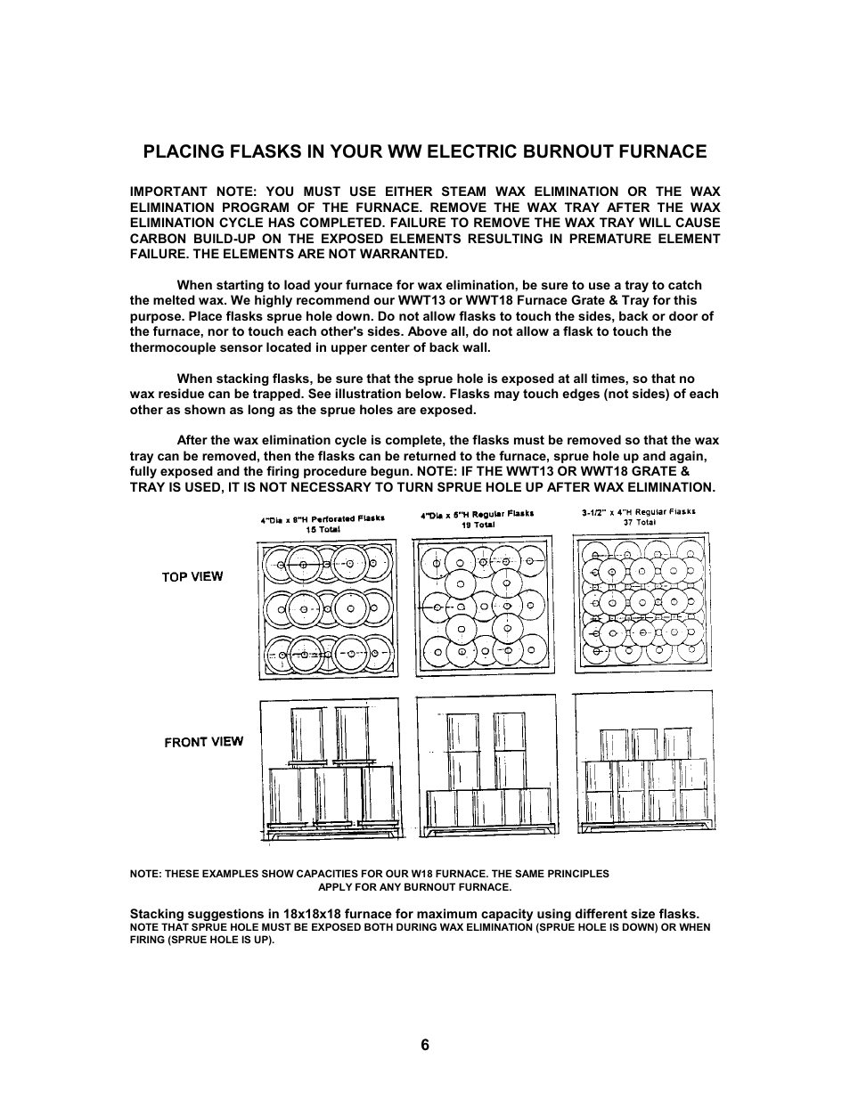 Placing flasks in your ww electric burnout furnace | Paragon W18 User Manual | Page 6 / 19