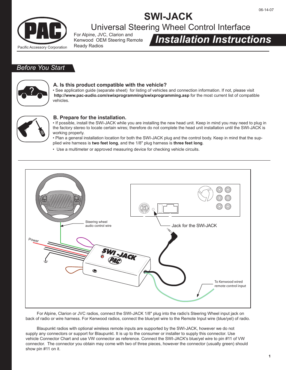 PAC Automobile Accessories User Manual | 8 pages