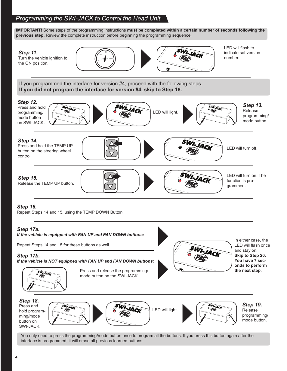 Swi-jack, Programming the swi-jack to control the head unit | PAC Automobile Accessories User Manual | Page 4 / 8