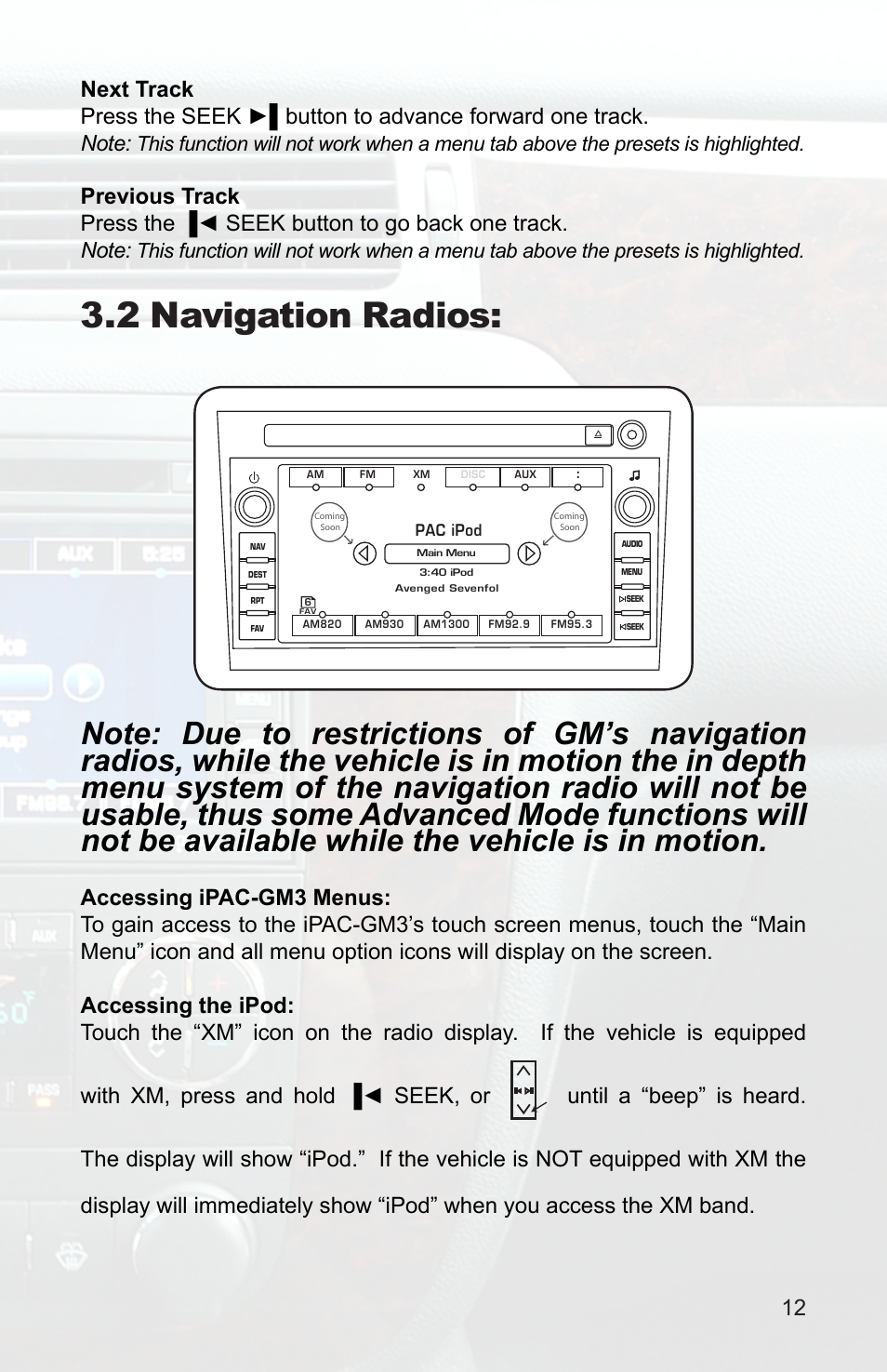 2 navigation radios | PAC Ipac GM3 User Manual | Page 10 / 15