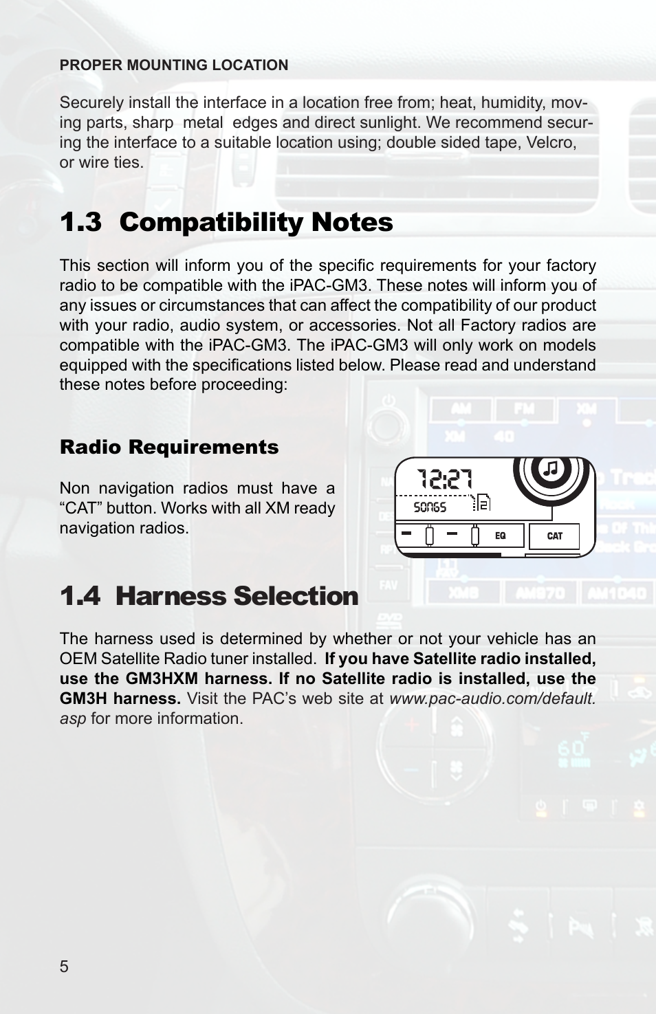4 harness selection | PAC Ipac GM3 User Manual | Page 3 / 15
