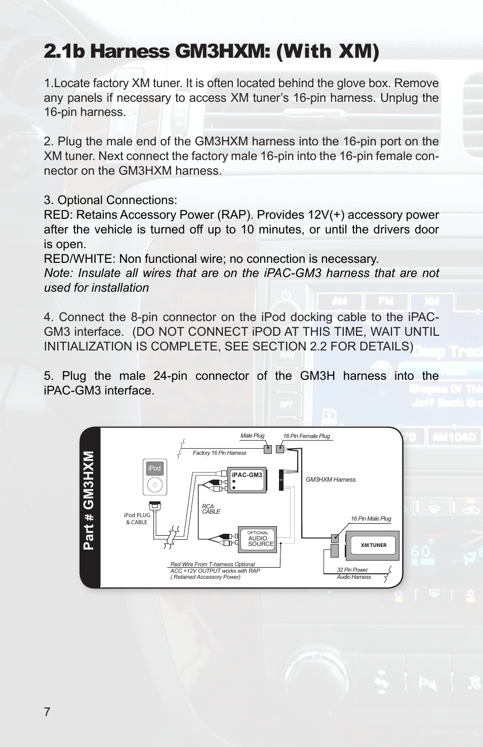 1b harness gm3hxm: (with xm), Part, Gm3hxm | PAC Ipac GM3 User Manual | Page 5 / 15