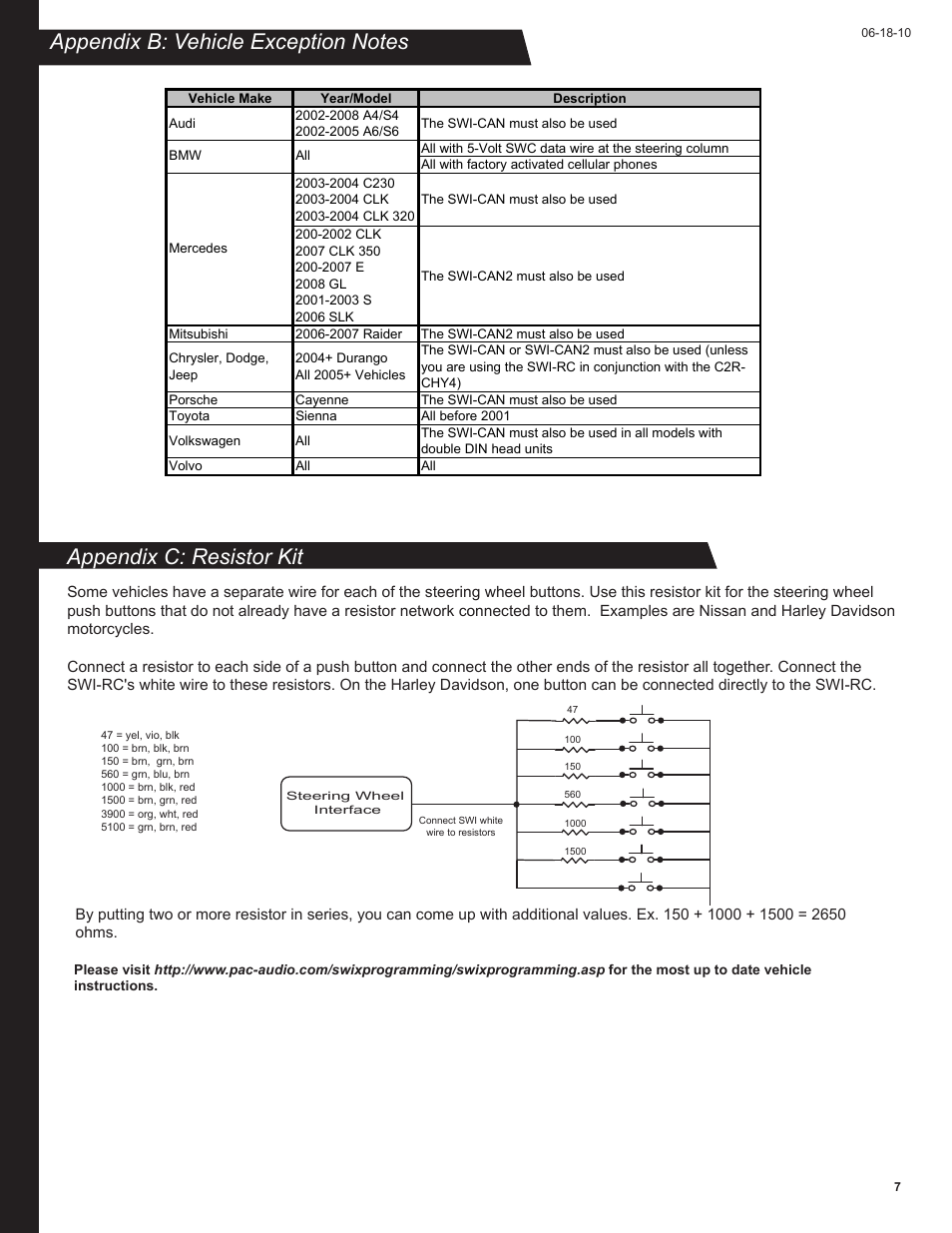 PAC SWI-RC User Manual | Page 7 / 8