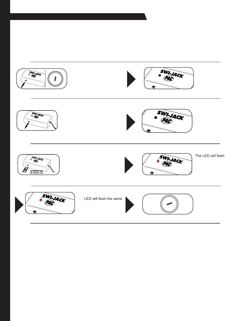 Swi-jack, Programming the swi-jack to work with the vehicle, Step 5 | Version number, Step 6, Step 7, Step 9, Step 10 | PAC SWI-JACK User Manual | Page 3 / 8
