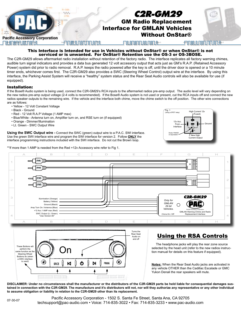 PAC C2R-GM29 User Manual | 2 pages