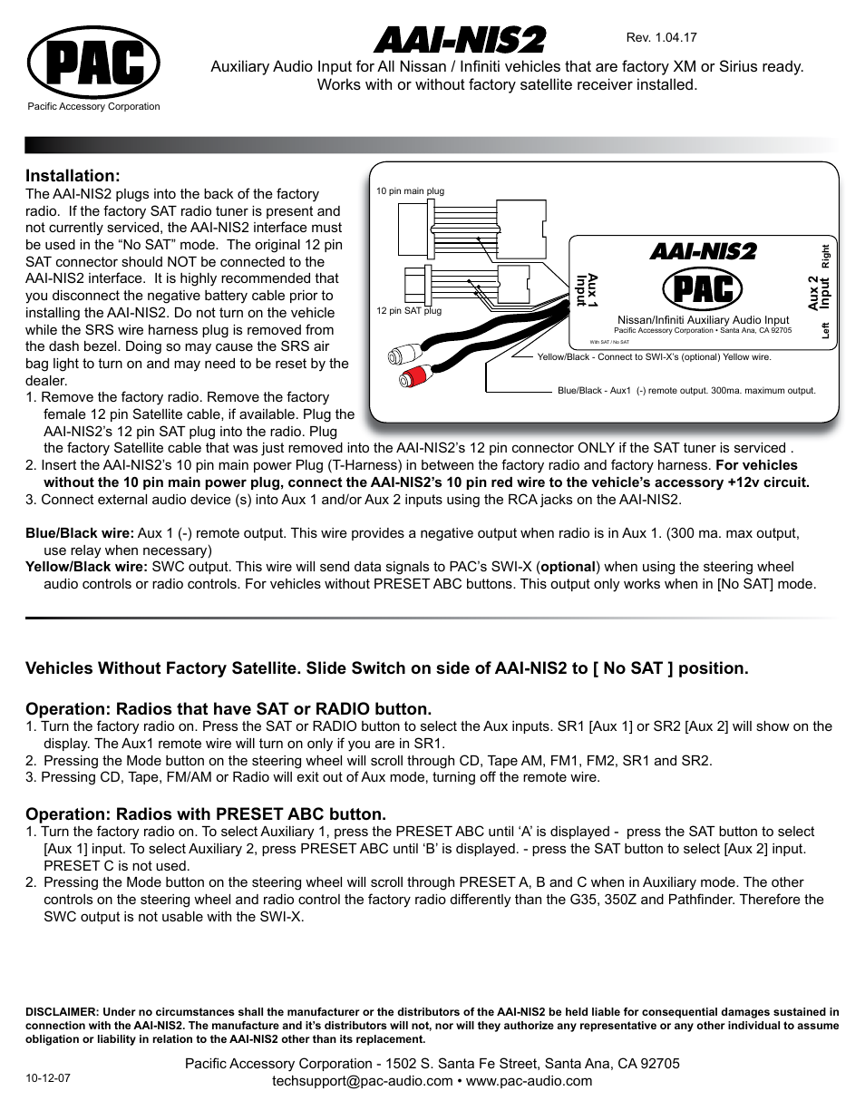 PAC AAI-NIS2 User Manual | 2 pages