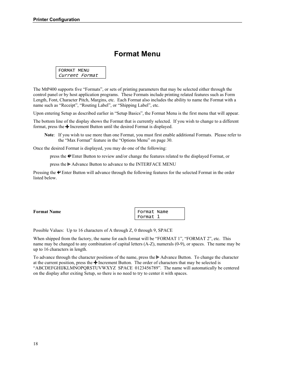 Format menu | Printek Mobile Thermal MtP400 User Manual | Page 24 / 65