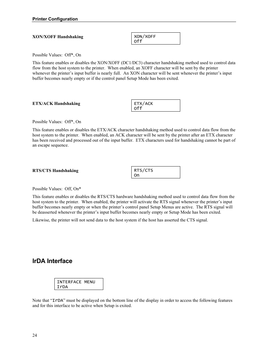 Irda interface | Printek Mobile Thermal MtP400 User Manual | Page 30 / 65