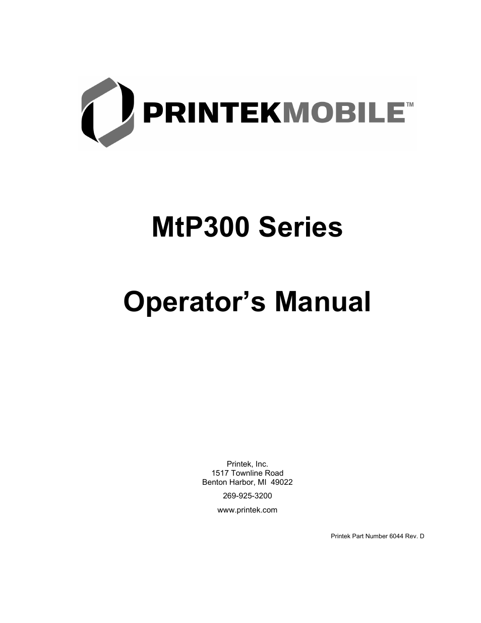 Printek Mobile Thermal MtP300 Series User Manual | 65 pages