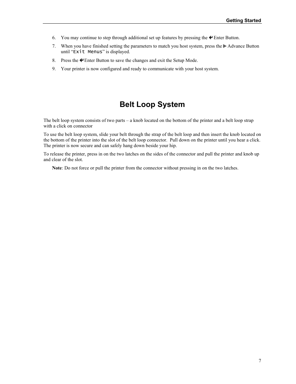 Belt loop system | Printek Mobile Thermal MtP300 Series User Manual | Page 13 / 65